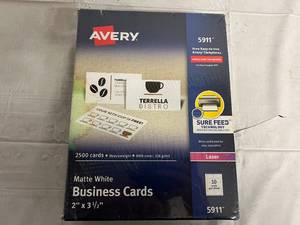 lot 153 image: 2500 Matte White Business Cards - 2 x 3.5
