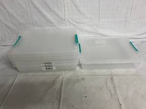 lot 172 image: 3 Shallow Storage Totes with Lids