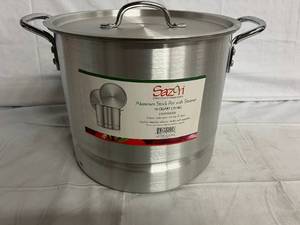 lot 284 image: Sazon 16 Quart Aluminum Stock Pot with Steamer