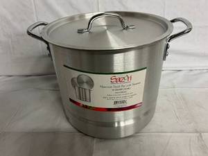 lot 286 image: Sazon 16 Quart Aluminum Stock Pot with Steamer