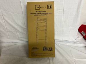 lot 303 image: 3 Mainstays 3-Shelf Over the Toilet Space Saver