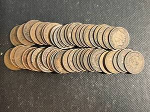 ROLL OF 50 US INDIAN HEAD CENTS