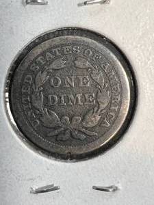 1853 WARROWS US SEATED LIBERTY DIME