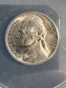 1952-SS US JEFFERSON NICKEL ANACS MS64