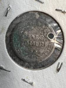 1848 US SEATED LIBERTY HALF DIME HOLED