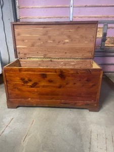 lot 2 image: Solid cedar chest, measures 42 x 18 x 21