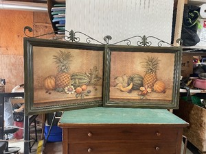 lot 43 image: 2 Metal fruit paintings...