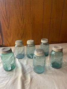 lot 241 image: 5 Ball canning jars, 1 mason Atlas...