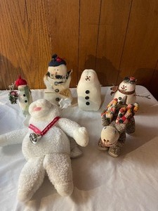 lot 252 image: Snowman and stuffed animals...