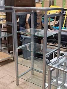 lot 6 image: Metal  Glass Top Display Shelf with 4 Glass Shelves