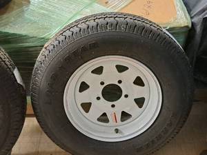 lot 13 image: Load Star Karrier ST17580R13 6PR Trailer Tire (Sticker) with 5-Lug Steel Rim