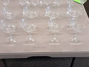 lot 24 image: Lot of (8) Lennox 5-12 Crystal Dessert Stem Glasses