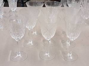 lot 26 image: Lot of (9) Lennox 7-12 Crystal Stem Glasses