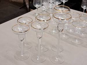 lot 28 image: Lot of (6) Lennox Crystal Glasses with Gold Trim
