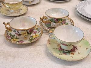 lot 59 image: Fine China Assorted Tea Cup and Saucer Set - (3) Cups and (3) Saucers