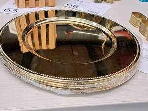 lot 65A image: Lot of (6) 12-14 Dinner Plates Brass Finish
