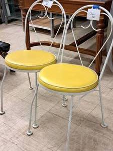 lot 100 image: Lot of (2) Padded Metal Chairs