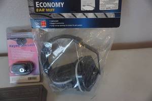 lot 78 image: AOS Brand Shooters Ear Muffs With 50 Round Pistol Ammo Box and Franzen Brand Gun Lock