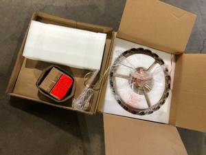 Mid-Century Modern Gold Kitchen Island Chandelier, 6-Light Glam Dining Room Ceiling Light with Icing Glass Strips by Uolfin Customer Returns See Pictures