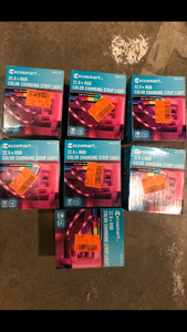 Lot of EcoSmart 32.8 ft. RGB Color Changing Dimmable LED Strip Light with Remote Control  Customer Returns See Pictures
