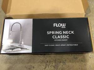 FLOW Classic Series Single-Handle Pull-Down Spring Neck Sprayer Kitchen Faucet in Brushed Nickel  Customer Returns See Pictures