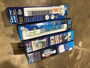 Lot of ARCTIC AIR Oscillating Tower 305 CFM 4-Speed Portable Evaporative Cooler for 100 sq. ft. Customer Returns See Pictures