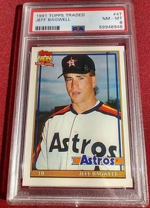 lot 4 image: 1991 Topps Traded Jeff Bagwell Rookie Card - PSA 8