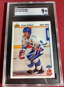lot 14 image: 1991-92 Upper Deck Teemu Selanne Rookie Card - SGC 9