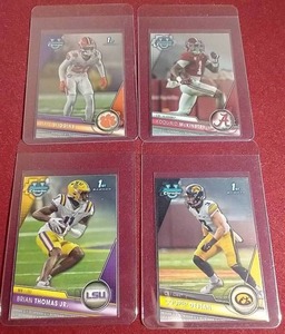 lot 16 image: (4) Bowman Chrome Draft Picks Football Cards - All 1st & 2nd Round Picks
