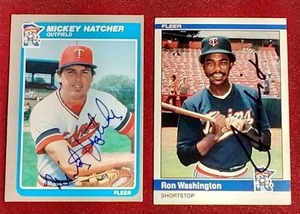lot 17 image: (2) Twins In Person Autograph Cards