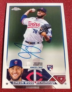 lot 19 image: 2023 Topps Chrome Simeon Woods Richardson Rookie Autograph Card
