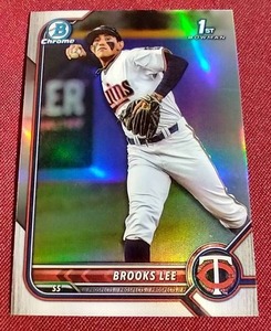lot 28 image: 2022 Bowman Draft Brooks Lee Chrome Refractor Card - 1st Bowman