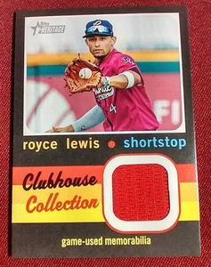 lot 46 image: 2020 Topps Heritage Minor League Royce Lewis Game-Used Jersey Card
