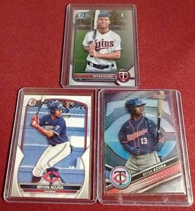 lot 57 image: (3) Bryan Acuna Prospect Cards - Including 1st Bowman Chrome