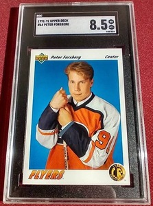 lot 58 image: 1991-92 Upper Deck Peter Forsberg Rookie Card - SGC 8.5
