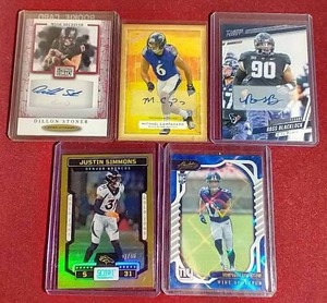 lot 60 image: (5) NFL Autograph & #d Cards