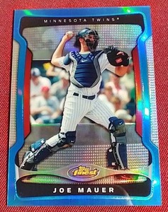 lot 61 image: 2009 Topps Finest Joe Mauer Blue Refractor Card - #d399