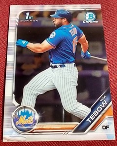 lot 80 image: 2019 Bowman Chrome Tim Tebow 1st Bowman Baseball Card