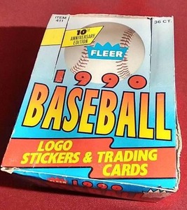 lot 90 image: 36 Count Box of 1990 Fleer Unopened Baseball Card Backs