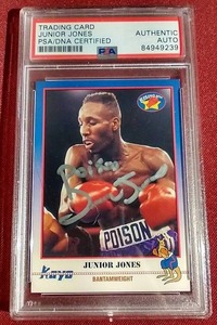 lot 93 image: Autographed Junior Jones Boxing Card - PSA Authenticated