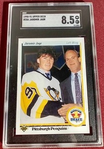 lot 130 image: 1990-91 Upper Deck Jaromir Jagr Rookie Card - SGS 8.5