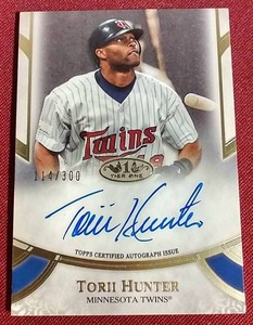 lot 150 image: 2021 Topps Tier One Torii Hunter Autograph Card - #d300