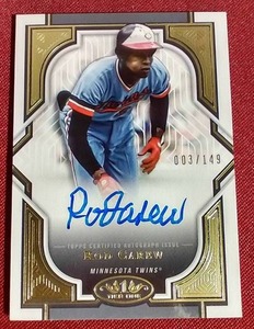 lot 152 image: 2023 Topps Tier One Rod Carew Autograph Card - #d149