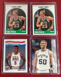 lot 157 image: (4) NBA Legends Cards - Bird & Robinson