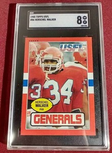 lot 159 image: 1985 Topps USFL Herschel Walker Card - SGC 8