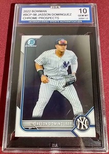 lot 166 image: 2022 Bowman Chrome Jasson Dominguez Prospect Card - ISA 10