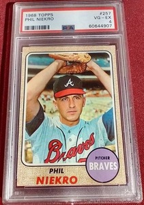 lot 176 image: 1968 Topps Phil Niekro Card - PSA 4