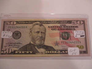 2017 $50 Federal Reserve Note with binary serial number- 23344233