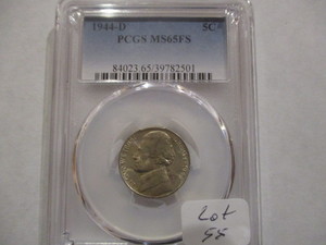 Very Nice PCGS 1944-D MS65 FS Jefferson Nickel. Great looking coin