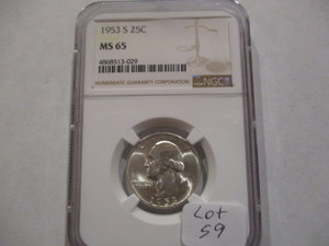 Very Nice NGC MS65 1953-S Silver Washington Quarter